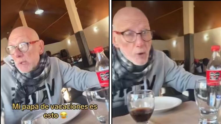 La joven grabó a su papá quejarse por los precios en El Calafate. Foto: Captura del video