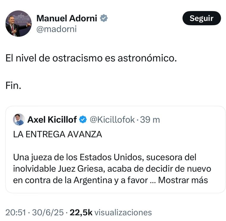 Manuel Adorni cargó contra Axel Kicillof por YPF Manuel Adorni cargó contra Axel Kicillof por YPF
