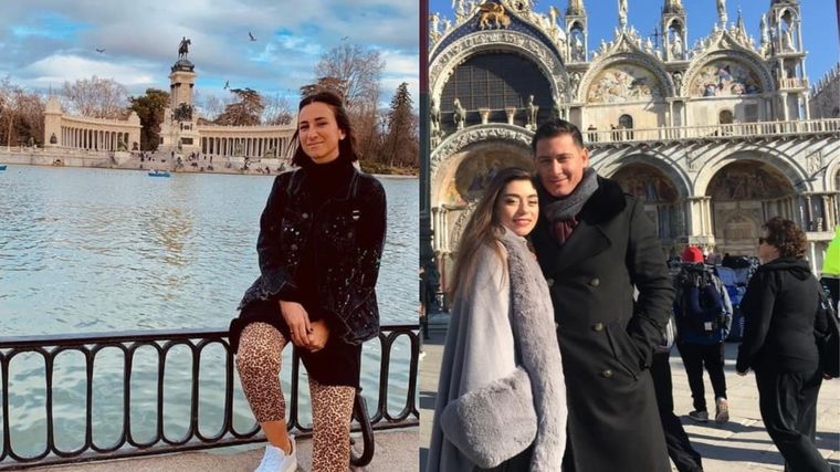 Florencia Vargas y Eduardo Sosa: dos mendocinos que se quedaron aisalados en Europa. Foto: Gentileza