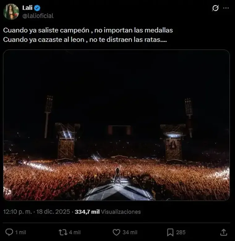 Una multitud en el estadio de Vélez: la imagen con la que Lali Espósito reivindicó su trayectoria. Una multitud en el estadio de Vélez: la imagen con la que Lali Espósito reivindicó su trayectoria.