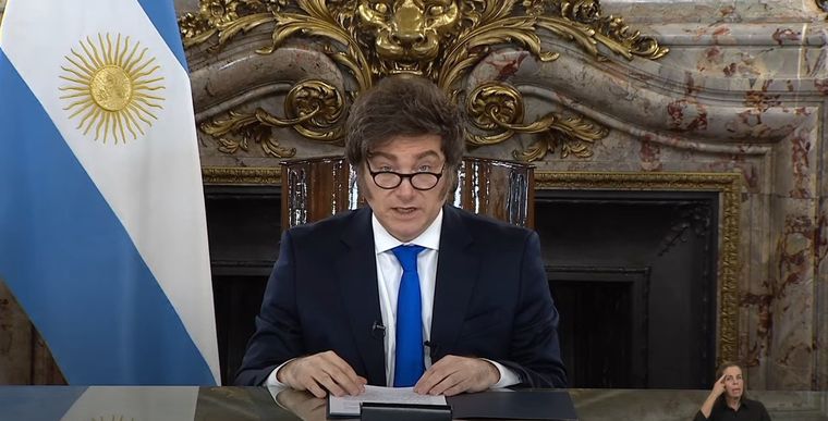 Javier Milei en cadena nacional
