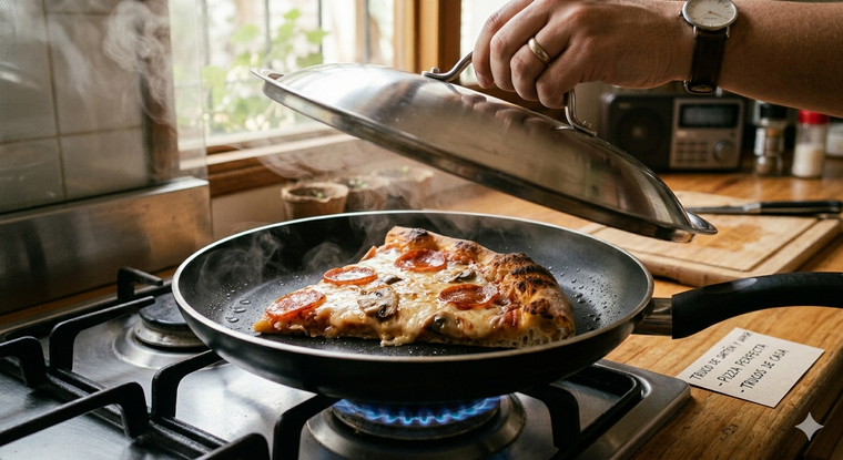 La pizza parecerá recién hecha con este consejo. Fuente: IA Gemini. La pizza parecerá recién hecha con este consejo. Fuente: IA Gemini.