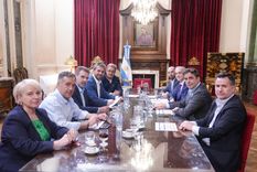 Diputados del PRO encabezados por Cristian Ritondo se reunieron con Martín Menem, Carlos Torrendell, Lisandro Catalán y José Rolandi por el veto al financiamiento universitario Foto: X Bloque Pro