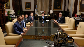 Javier Milei junto al magnate tecnológico Peter Thiel.&nbsp;