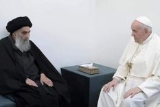 El papa Francisco se reunió durante 45 minutos con el principal líder religioso chiita, el ayatolá Ali Al Sistani. (Fuente: REUTERS)