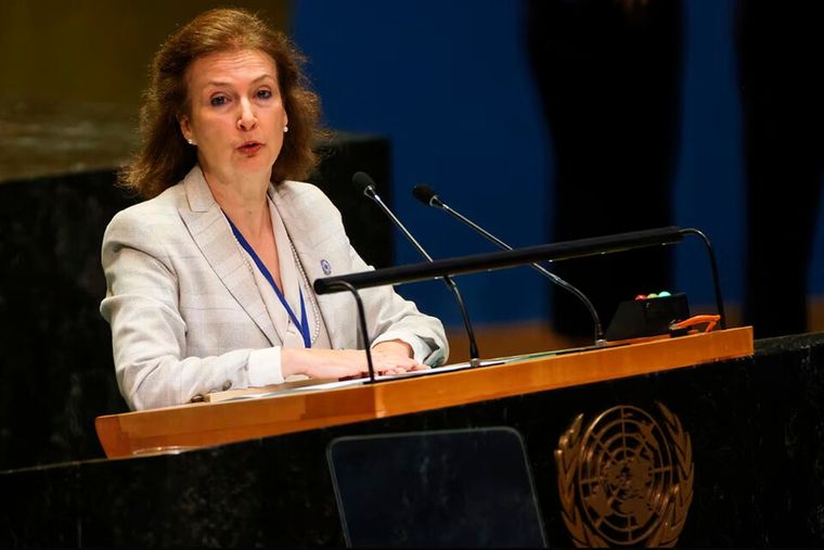 La canciller Diana Mondino, en la Asamblea de la Organización de las Naciones Unidas (ONU). Foto: NA