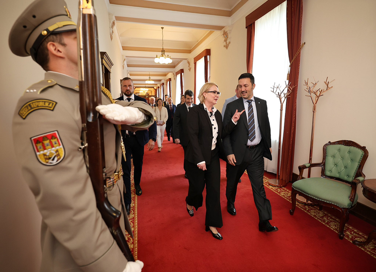 Luis Petri junto a su par de República Checa en la previa de la firma Foto: X @jana_cernochova