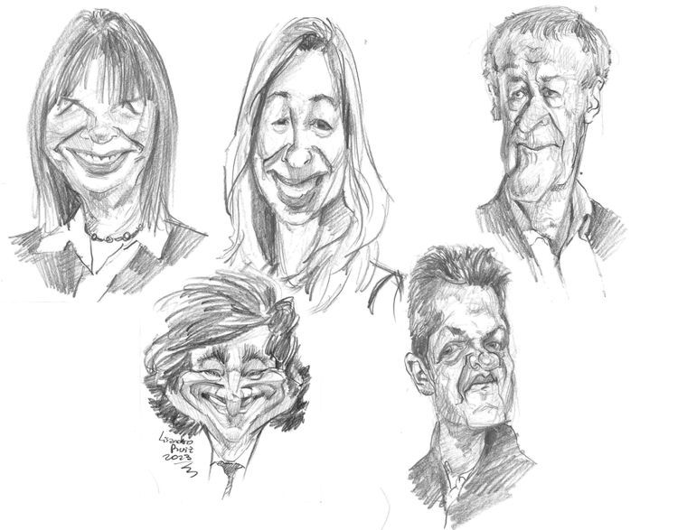 Ilustraciones de los candidatos. Foto: Ilustración de Lisandro Ruiz.