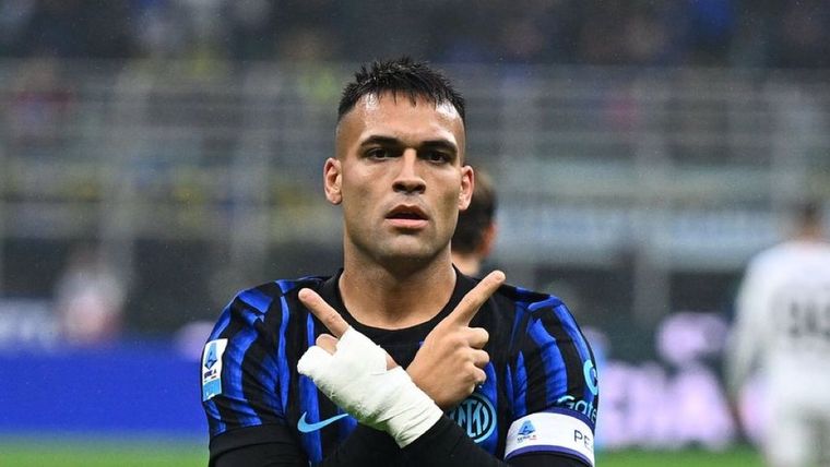 Lautaro Martínez festeja el 1-0 del Inter ante Cremonese. 