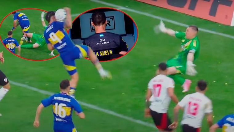 La gran polémica del Superclásico se dio en la última jugada del partido. Foto: Captura ESPN Premium