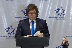 Javier Milei en el acto por el Día en Memoria de las Víctimas del Holocausto