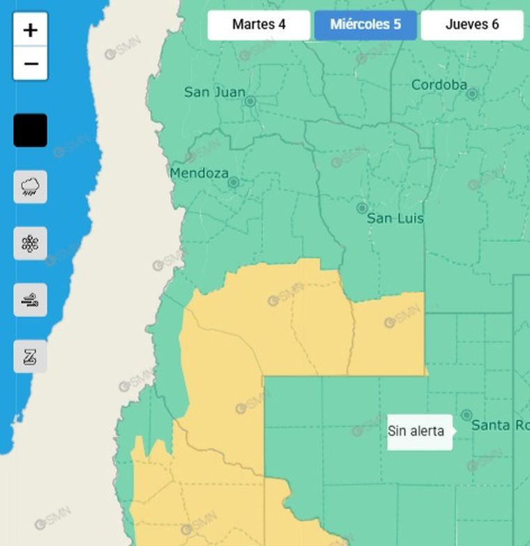 El SMN emitió un alerta por tormentas para este miércoles en Mendoza. El SMN emitió un alerta por tormentas para este miércoles en Mendoza.