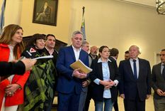 Los legisladores del PJ y LAUM en conferencia de prensa Foto: Gentileza Prensa Diputados PJ