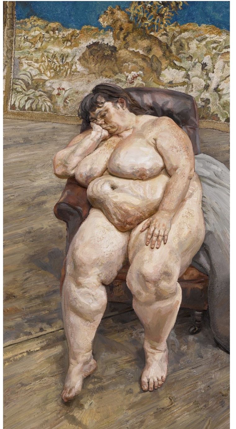 Lucian Freud, “Durmiendo frente a la alfombra del león”. Lucian Freud, “Durmiendo frente a la alfombra del león”.