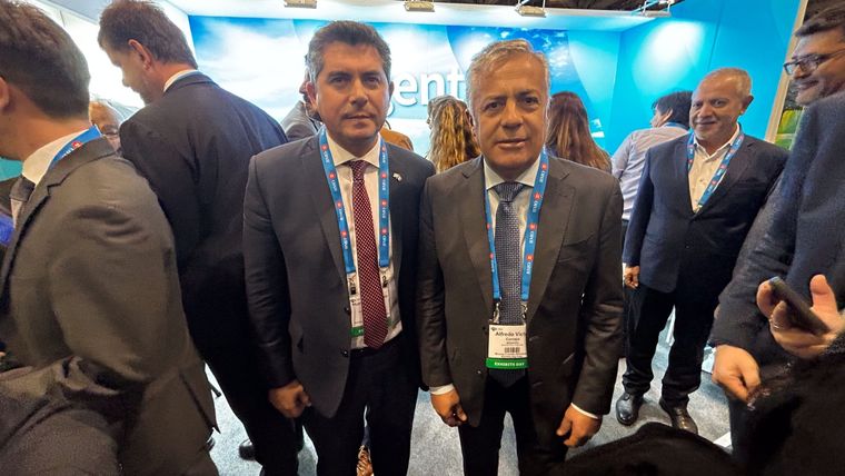 Marcelo Orrego y Alfredo Cornejo, aliados en el impulso de la minería y adherentes a las políticas de Milei. Foto: Twitter