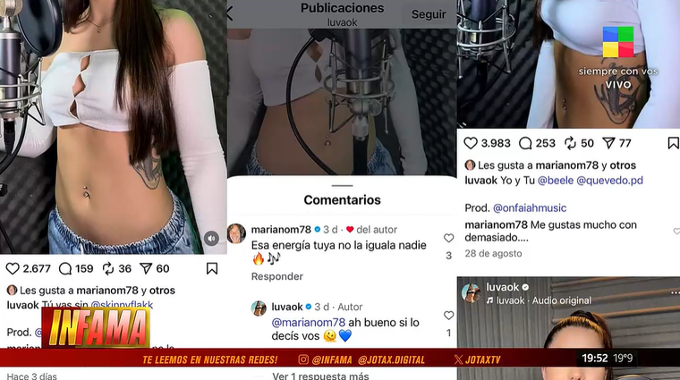 El ida y vuelta de Mariano Martínez y la joven en las redes sociales. Foto: captura de video/ América TV. El ida y vuelta de Mariano Martínez y la joven en las redes sociales. Foto: captura de video/ América TV. 