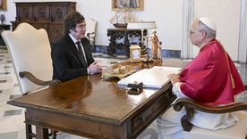 Javier Milei y el papa León XIV durante su encuentro en el Vaticano. Javier Milei y el papa León XIV durante su encuentro en el Vaticano.
