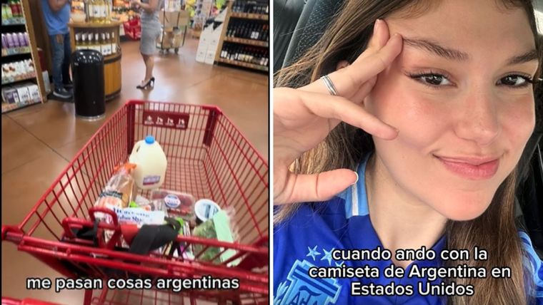 Fue a un supermercado en Estados Unidos con la camiseta de Argentina y tuvo una inesperada sorpresa. Foto: Captura del video de TikTok