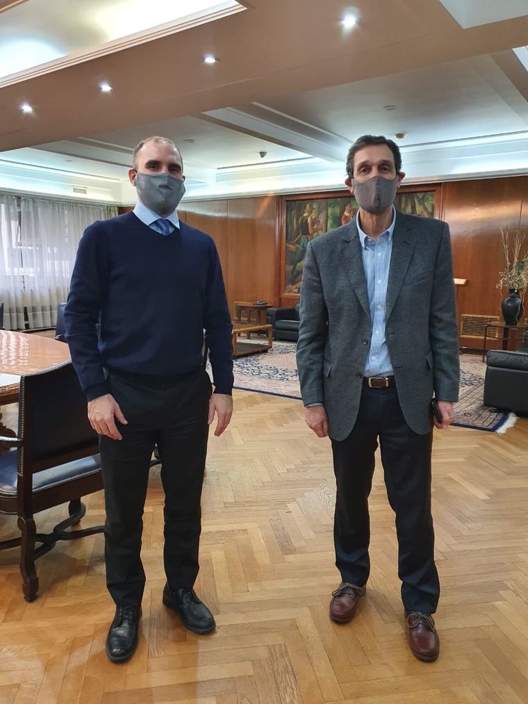 El ex gobernador se reunió con Martín Guzmán, ministro de Economía. Foto: Twitter @RoloGabrielli1