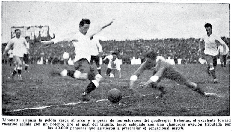 Julio Libonatti y el gol que comenzaría a escribir la historia.