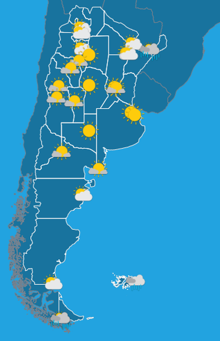 El pronóstico del Servicio Meteorológico Nacional anticipa una jornada estable en gran parte de Argentina. El pronóstico del Servicio Meteorológico Nacional anticipa una jornada estable en gran parte de Argentina.