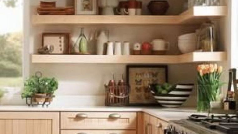 Elegir alacenas o estantes para la cocina depende del gusto y también de las necesidades. Foto: Pinterest