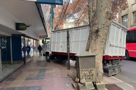 Así quedó el camión que protagonizó el accidente en pleno centro.&nbsp;