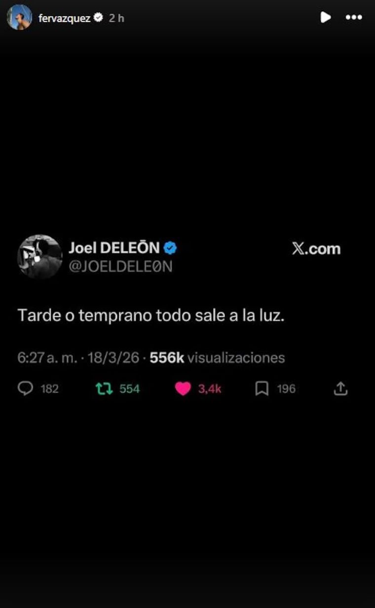 Fer Vázquez se sumó a la polémica compartiendo el posteo de su colega y ex de Emilia. Fer Vázquez se sumó a la polémica compartiendo el posteo de su colega y ex de Emilia.