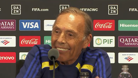 Miguel Ángel Russo durante la conferencia previa al segundo partido de Boca en el Mundial de Clubes. Foto: captura de TV. Miguel Ángel Russo durante la conferencia previa al segundo partido de Boca en el Mundial de Clubes. Foto: captura de TV.