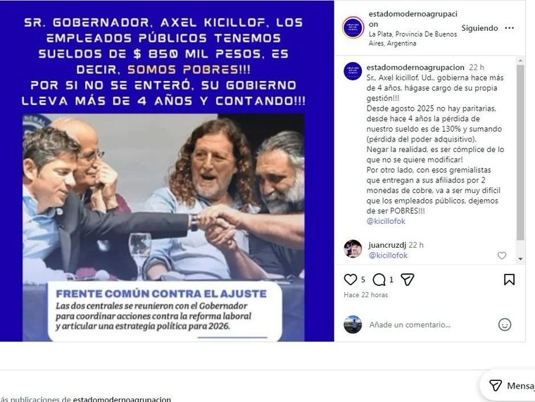 Trabajadores estatales de la provincia de Buenos Aires manifiestan su descontento en redes sociales ante la perdida del poder adquisitivo del salario Trabajadores estatales de la provincia de Buenos Aires manifiestan su descontento en redes sociales ante la perdida del poder adquisitivo del salario
