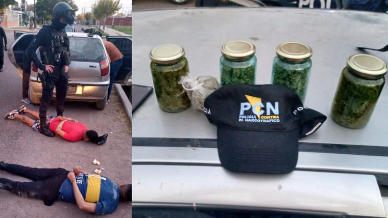 La detención de Scriboni con cuatro frascos de marihuana a cargo de la PCN. La detención de Scriboni con cuatro frascos de marihuana a cargo de la PCN.
