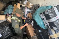 Un gendarme utiliza un scanner portátil para verificar el contenido del cargamento. Foto: Foto: gentileza.