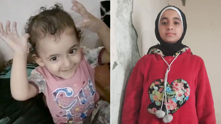 Shahd (derecha) asegura que intentó alcanzar a su hermana, Layan (izquierda), pero recibió un disparo en el brazo.