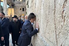 Javier Milei, durante su visita al Muro de los Lamentos. Foto: Presidencia