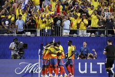 El festejo de los jugadores colombianos. Foto: EFE