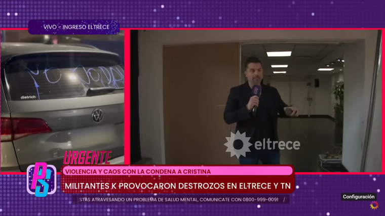 Artear, el día después de los destrozos. Foto: captura de pantalla/ El Trece. Artear, el día después de los destrozos. Foto: captura de pantalla/ El Trece. 