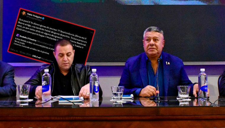 Pablo Toviggino le pegó a Rodolfo DOnofrio en redes sociales. Foto: @tapiachiqui y captura @TovigginoPablo