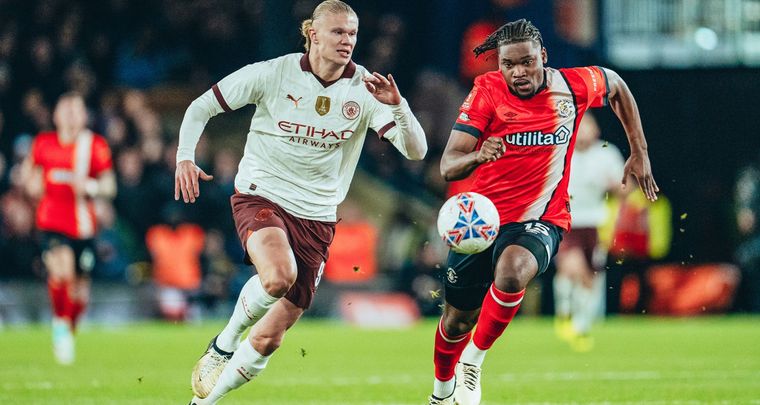 Haaland y su racha goleadoora ante el Lutton. Foto: Manchester City Web