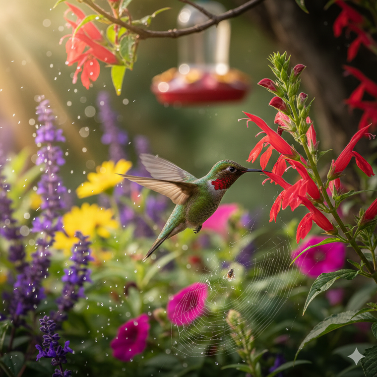 Les atrae el color rojo en el jard&iacute;n. Fuente. IA Gemini.