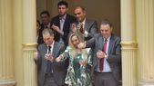 Karina Milei, Manuel Adorni y Diego Santilli en el Congreso. Foto: NA