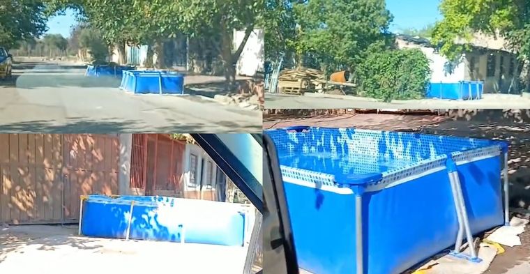 El calor empujó a sacar las piletas afuera y un usuario lo registró en video. En pocas horas, la publicación explotó en redes sociales.