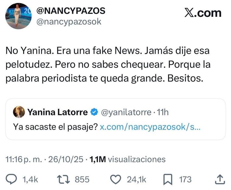 La respuesta de la periodista. La respuesta de la periodista.