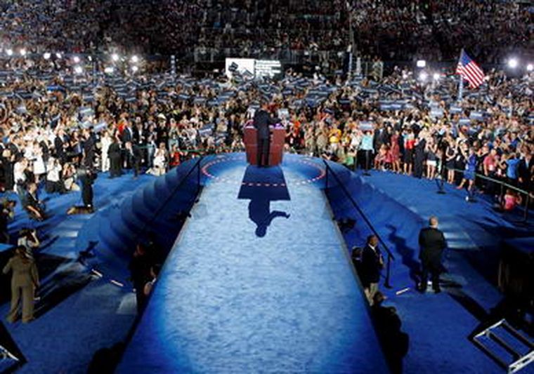 Obama, en el acto que lo consagró candidato. Foto: EFE