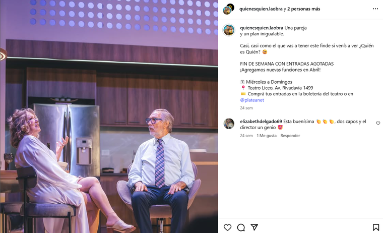 Luis Brandoni no pudo llevar adelante la obra de teatro. Foto: captura de pantalla Instagram/ @quienesquien.laobra. Luis Brandoni no pudo llevar adelante la obra de teatro. Foto: captura de pantalla Instagram/ @quienesquien.laobra.