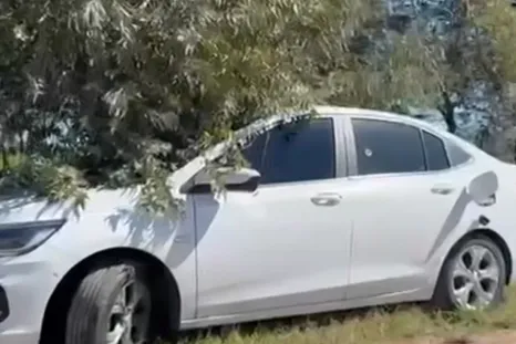 Un vecino halló el auto cerca de la Ruta Nacional N° 8, detrás del barrio privado Haras “Vacaciones”. Un vecino halló el auto cerca de la Ruta Nacional N° 8, detrás del barrio privado Haras “Vacaciones”.