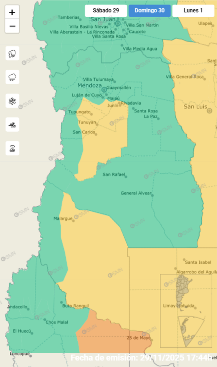 Varias zonas de Mendoza estarán afectadas por viento Zonda durante el domingo. Varias zonas de Mendoza estarán afectadas por viento Zonda durante el domingo.