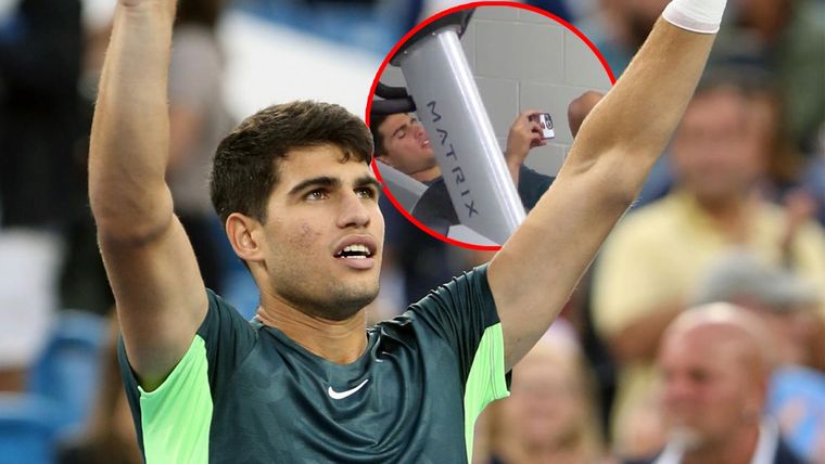 Alcaraz y una desopilante explicación a lo que estaba haciendo mientras la lluvia suspendía su partido en Cincinnati Foto: EFE