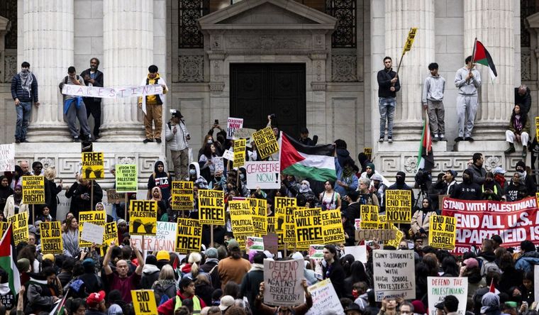Miles pidieron por Palestina en las calles de Nueva York. Foto: Efe.
