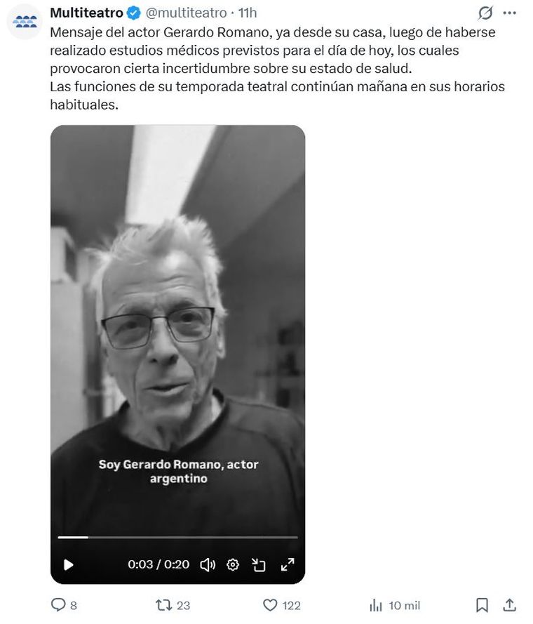 Desde la cuenta oficial del Multiteatro, la empresa de Carlos Rottemberg emitió un parte de tranquilidad para el público. Desde la cuenta oficial del Multiteatro, la empresa de Carlos Rottemberg emitió un parte de tranquilidad para el público.
