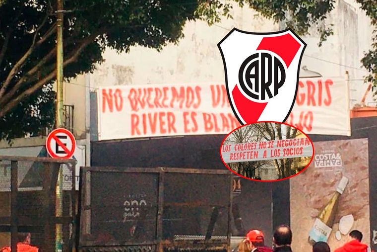 Aparecieron pasacalles contra el nuevo color del Monumental.